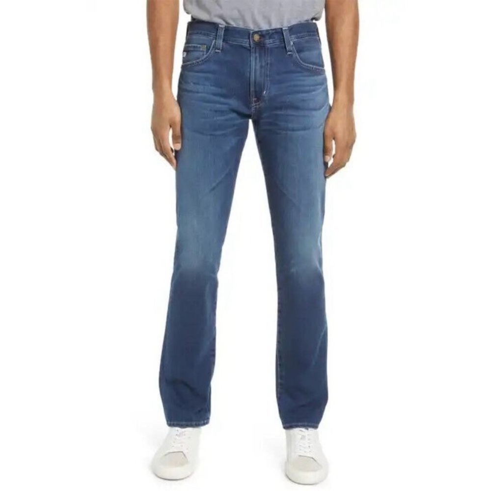 𝅺AG BNWOT blue"Everett" jeans sz 33 slim straight button fly organic cotton